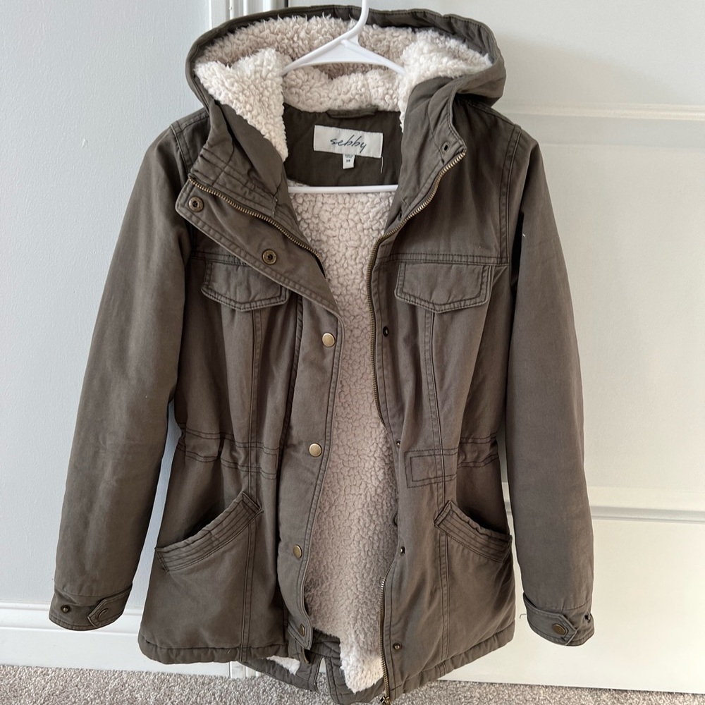 Sebby Utility Green Coat Size XS